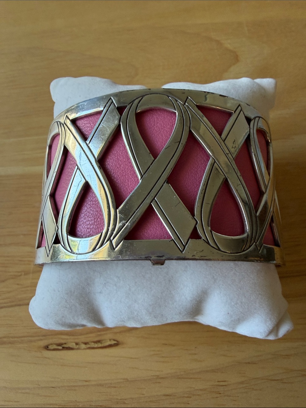 Brighton Breast Cancer Pink Leather Inset Cuff Bracelet